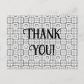 Zwart-wit geometrisch vierkant patroon dank u briefkaart (Voorkant)