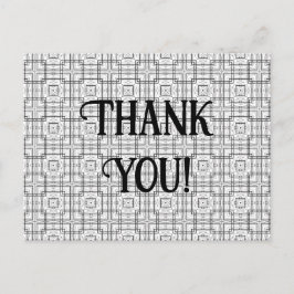Zwart-wit geometrisch vierkant patroon dank u briefkaart