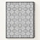 Zwart-wit geometrisch vierkant patroon notitieboek (Achterkant)