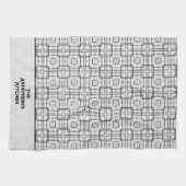 Zwart-wit geometrisch vierkant patroon theedoek (Horizontaal)