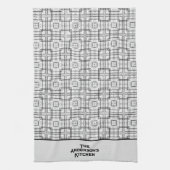 Zwart-wit geometrisch vierkant patroon theedoek (Verticaal)