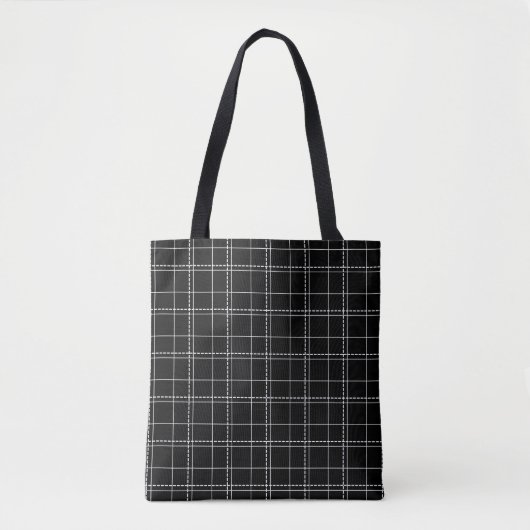 Zwart-wit Geometrisch vinkpatroon Tote Bag (Voorkant)