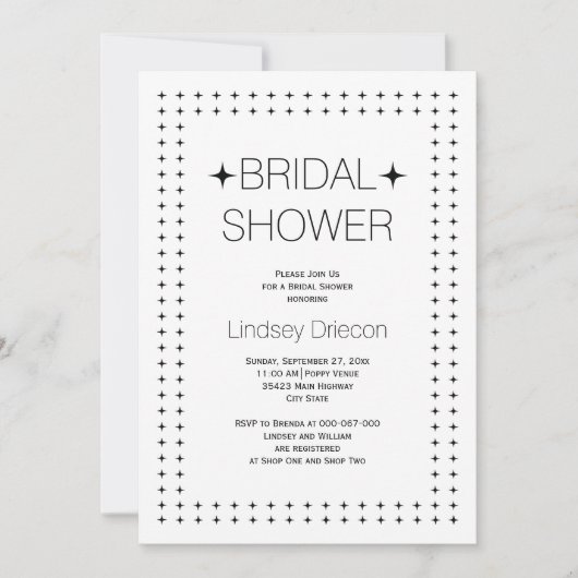 Zwart wit geometrisch vrijgezellenfeest voor grens kaart (Voorkant)