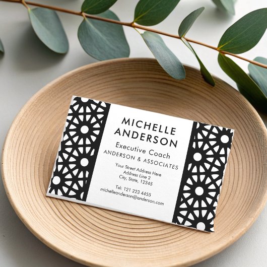 Zwart-wit geometrisch web Moderne optische kunst Visitekaartje