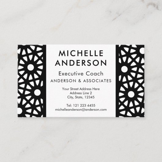 Zwart-wit geometrisch web Moderne optische kunst Visitekaartje (Voorkant)