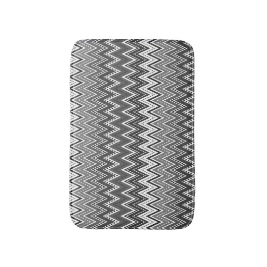 Zwart-wit geometrisch zigzagpatroon badmat (Voorkant Verticaal)