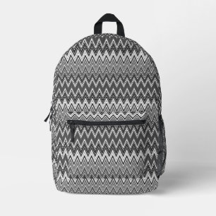 Zwart-wit geometrisch zigzagpatroon bedrukte rugzak