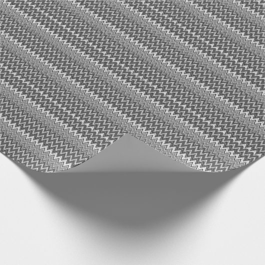 Zwart-wit geometrisch zigzagpatroon cadeaupapier (Hoek)