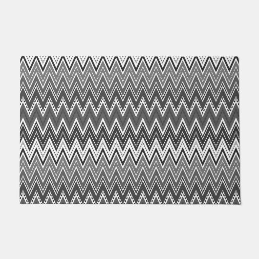 Zwart-wit geometrisch zigzagpatroon deurmat (Voorkant)