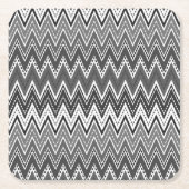 Zwart-wit geometrisch zigzagpatroon kartonnen onderzetters (Voorkant)