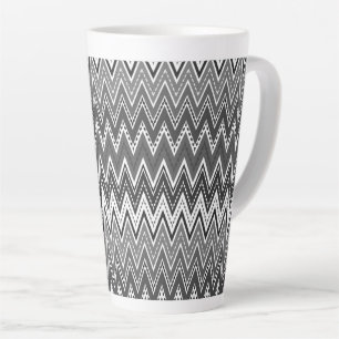 Zwart-wit geometrisch zigzagpatroon latte mok