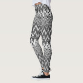 Zwart-wit geometrisch zigzagpatroon leggings (Links)