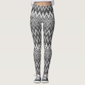 Zwart-wit geometrisch zigzagpatroon leggings (Voorkant)