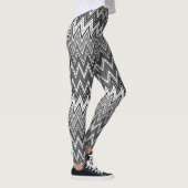 Zwart-wit geometrisch zigzagpatroon leggings (Rechts)