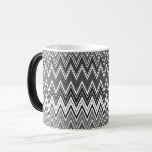 Zwart-wit geometrisch zigzagpatroon magische mok