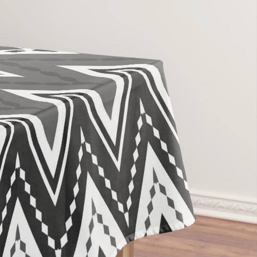 Zwart-wit geometrisch zigzagpatroon tafelkleed (Voorbeeld)