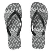Zwart-wit geometrisch zigzagpatroon teenslippers (Voetbed)