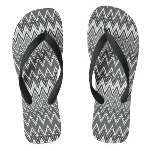 Zwart-wit geometrisch zigzagpatroon teenslippers