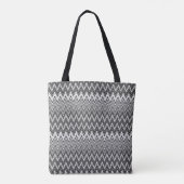 Zwart-wit geometrisch zigzagpatroon tote bag (Achterkant)