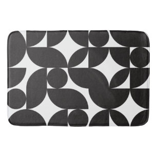 Zwart Wit Geometrische Abstract Mid Century Modern Badmat