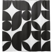 Zwart Wit Geometrische Abstract Mid Century Modern Douchegordijn (Voorkant)