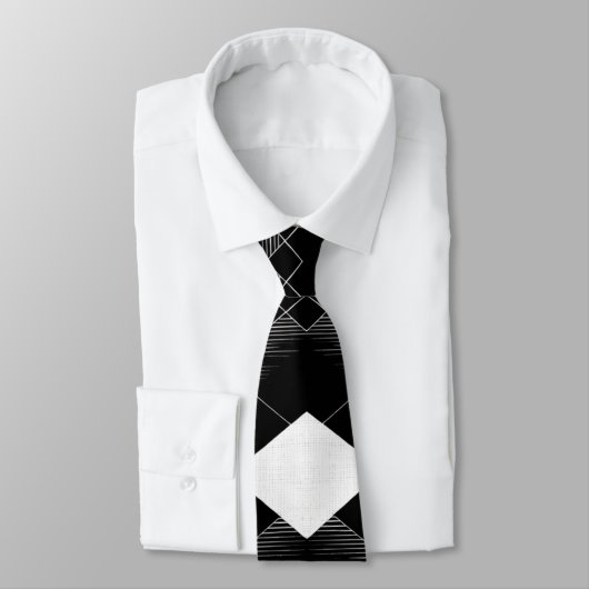 Zwart & Wit Geometrische Argyle Diamond stropdas (Gebonden)