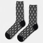 Zwart-wit geometrische art deco print sokken (Links)