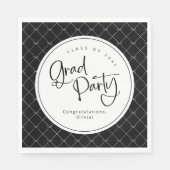 Zwart Wit Geometrische Bow Pattern Afstudeerder Pa Servet (Voorkant)