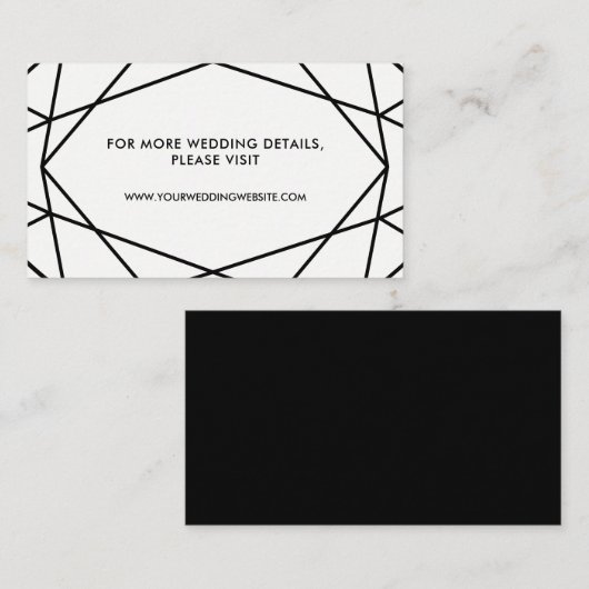 Zwart-wit geometrische bruiloft website Kaarten (Voorkant / Achterkant)
