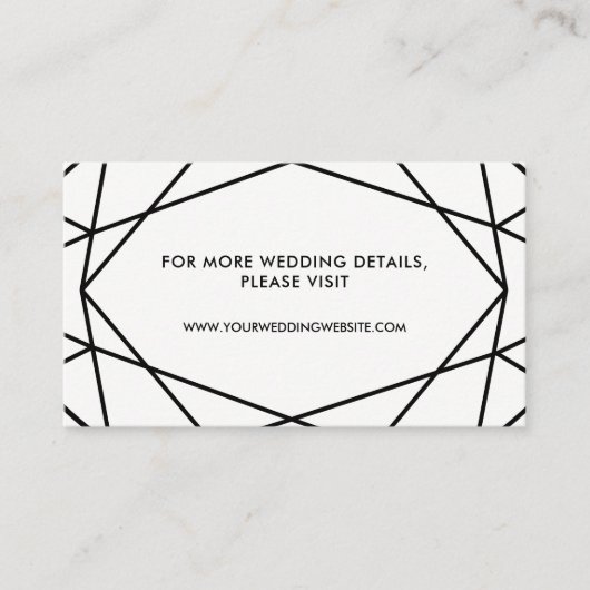 Zwart-wit geometrische bruiloft website Kaarten (Voorkant)