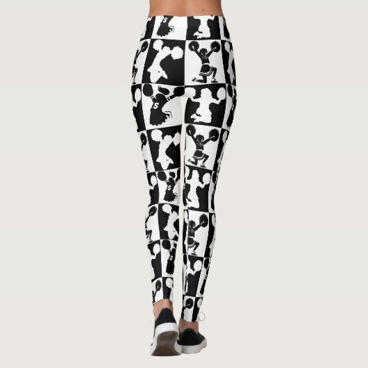 ZWART-WIT GEOMETRISCHE CHEERLEADER LEGGINGS (Achterkant)