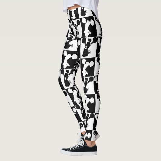 ZWART-WIT GEOMETRISCHE CHEERLEADER LEGGINGS (Links)