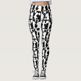 ZWART-WIT GEOMETRISCHE CHEERLEADER LEGGINGS