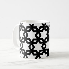 Zwart Wit Geometrische Cool Stars Patroon Koffiemok