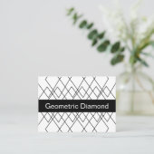 Zwart-wit geometrische diamant visitekaartje (Staand voorkant)