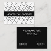 Zwart-wit geometrische diamant visitekaartje (Voorkant / Achterkant)
