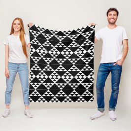Zwart & Wit Geometrische Driehoek Patroon Fleece Deken