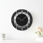 Zwart-wit geometrische driehoeken wandklok 2 (Huis)