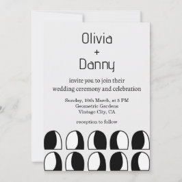 Zwart-wit geometrische eigentijdse bruiloft kaart