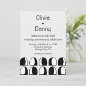 Zwart-wit geometrische eigentijdse bruiloft kaart (Staand voorkant)