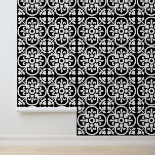 Zwart-wit geometrische fleur du lys behang