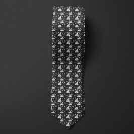 Zwart-wit geometrische katten stropdas