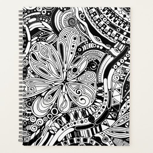 Zwart-wit geometrische kunst 15 planner (Voorkant)