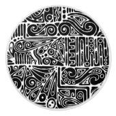 Zwart-wit geometrische kunst 2 keramische knop (Voorkant)