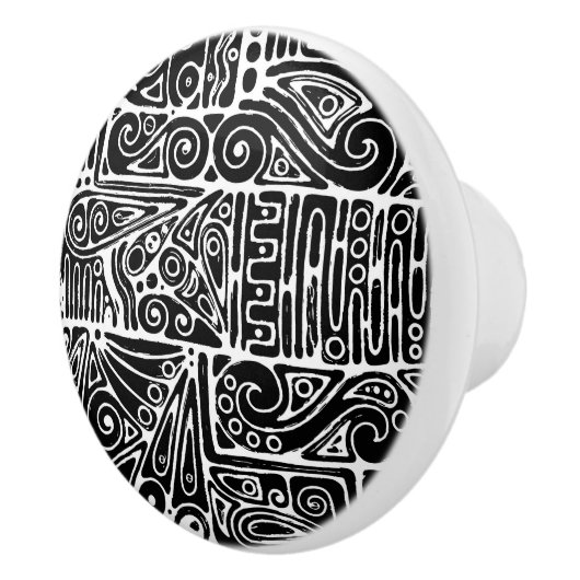 Zwart-wit geometrische kunst 2 keramische knop (Rechts)