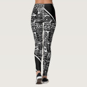 Zwart-wit geometrische kunst 2 leggings (Achterkant)