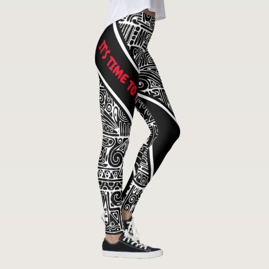 Zwart-wit geometrische kunst 2 leggings (Rechts)