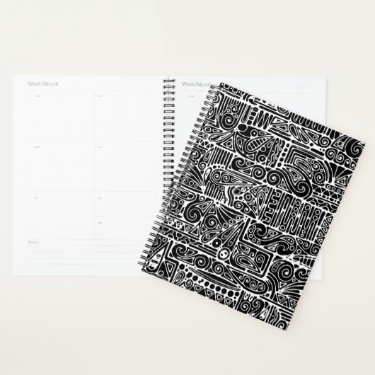 Zwart-wit geometrische kunst 2 planner (Display)
