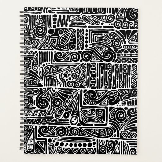 Zwart-wit geometrische kunst 2 planner (Voorkant)