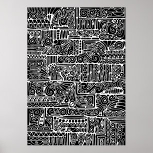 Zwart-wit geometrische kunst 2 poster